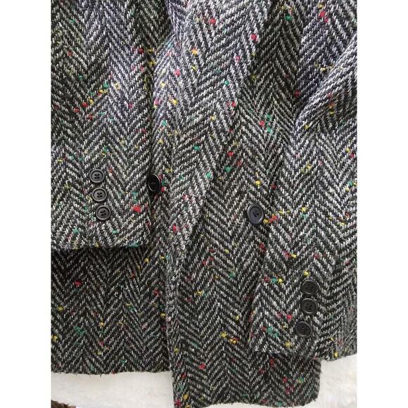 Vintage JP Japan Rainbow Confetti Herringbone Tweed Blazer Coat Womens Large 14 - Picture 6 of 13